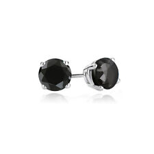 925 Silver 2ct Black Spinel Round Stud Earrings, 6mm