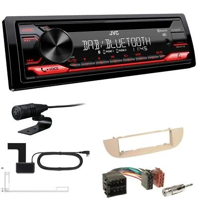 JVC KD-DB622BT DAB inkl Antenne Bluetooth USB Einbauset für Fiat 500 500C Beige - Bild 1 von 4