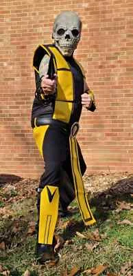 Traje Disfraz Cosplay Scorpion Mortal Kombat Hecho a Mano con Cuero Genuino Foto 1 de 4