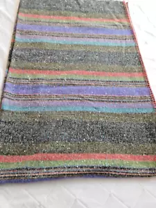 Vintage Throw Blanket Hand Loomed Woven Wool Multicolor ~ 64" x 42" ~FREE SHIP~ - Picture 1 of 10