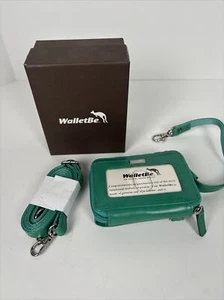 WALLETBE Wallet Case With Shoulder Strap Copa Teal Color Calf Skin New - Picture 1 of 9