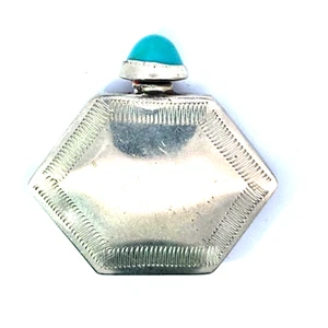 Vintage 925 Sterlingsilber Mexiko Parfümflasche mit natürlicher türkisfarbener Steinkappe - Bild 1 von 4