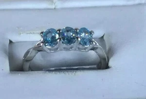 Size 8 Natural Blue Zircon Sterling Silver Ring TGW 1.54 Carats - Picture 1 of 9