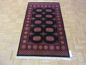 3 X 5 Hand Knotted Black Bokara Oriental Rug G3019 - Picture 1 of 5