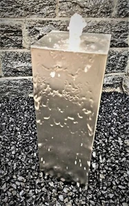 Säulenbrunnen 60 / 20 cm eckig Edelstahl matt gebürstet incl. LED Komplettset - Bild 1 von 2