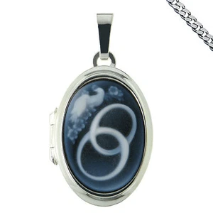 Medaillon Anhänger Ehe Trauring mit Gravur auch Sternzeichen und Kette 925Silber - Picture 1 of 9