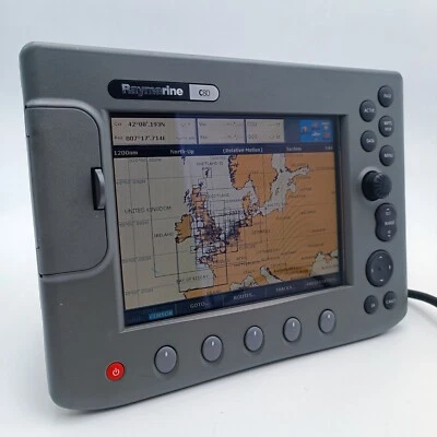 Raymarine C80 Chartplotter Fishfinder Radar w/Manuals, Sun Cover And Power Cable - Image 1 of 4