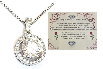 Collar Colgante Solitario Diamante 2ctw Joyería Diamante Día de San Valentín Platino Foto 1 de 4