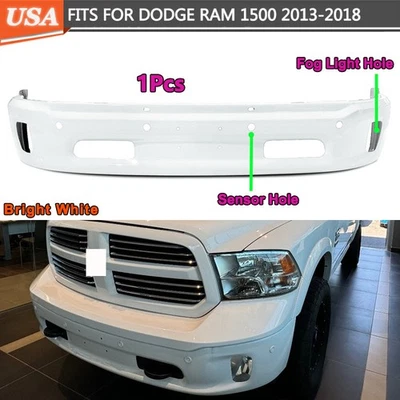 Front Bumper Face Bar For Dodge Ram 1500 w/ Sensor Bright White 2013-2018 2017 Foto 1 de 4