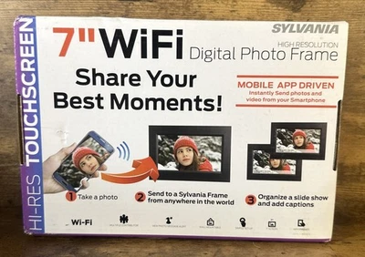 Brand New Sylvania  WiFi 7 inch Digital Photo Picture Frame Black Fast Shipping - Image 1 of 4