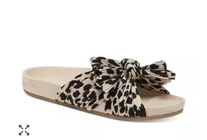 Loeffler Randall Leopard Print Bow Slide Sandals Women Size 8 Casual Minimalist - Picture 1 of 10