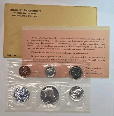 1964 Accented Hair Kennedy Half Dollar US Proof Set - Complete - Image 1 of 4
