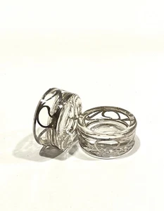 Antik Vintage Paar Sterling Silber Überfang Kristall Salzkeller - Bild 1 von 3