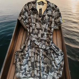 NWT Women  Karl Lagerfeld Paris Symbol Print Knee Length Dress,Sz.10, , Ret.$148 - Picture 1 of 20
