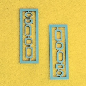 1:12 Scale Miniature Mid Century Modern Wall Art 2 Wood Plaques Dollhouse Aqua - Picture 1 of 3