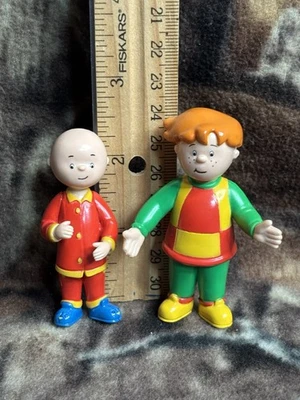 Vintage Caillou And Leo Lot Of 2 PVC Figure PBS Kids 2000 Red Pajamas - Image 1 of 4