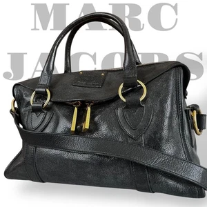 Vintage Marc by Marc Jacobs 2way Shoulder Hand bag Gold Black Leather Y2K Tote - Picture 1 of 24