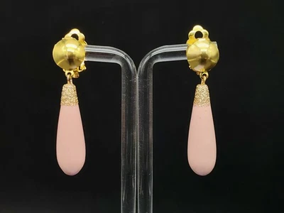 Boucles D'oreilles Femme Clips Goutte Rose Pâte De Corail Pendentifs - Photo 1/4