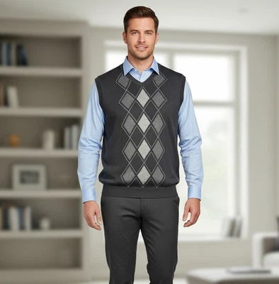 Concepts by Claiborne | Black Argyle Knit Vest | Mens | Sweater Vest | XL - spot - Image 1 of 4