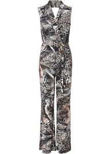 Overall mit Gürtel Gr. 48/50 Schwarz Weiss Beige Damen Jumpsuit ohne Ärmel Neu* - Bild 1 von 1