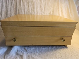 Vintage Community Blonde Wood Silverware Jewelry Chest Box Drawer Anti Tarnish - Picture 1 of 19