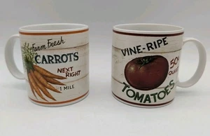 Sakura Farmstand Vegetables Mugs David Carter Brown CC10 Set Of 2 Carrots Tomato - Picture 1 of 6
