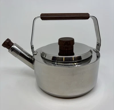 Farberware 2.5Qt. Whistling Tea Kettle Pot Stainless Steel Wood Handle 759 Korea - Image 1 of 4