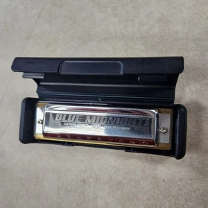 Hohner Blue Midnight 595/20 Key of C 10 Hole Harmonica in Case  Germany - Picture 1 of 9