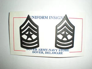 US ARMY SERGEANT MAJOR SUBDUED METAL COLLAR RANK- 1 PAIR - Picture 1 of 1