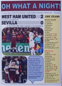 West Ham United 2 Sevilla 0 - 2022 Europa League - souvenir print - Picture 1 of 1