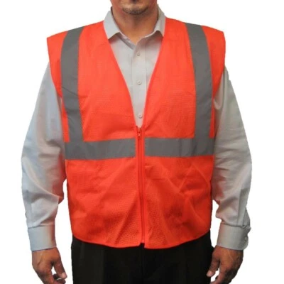 3C Products ANSI / ISEA 107-2015 Class 2 Economy Safety Orange Mesh Safety Vest - Image 1 of 4