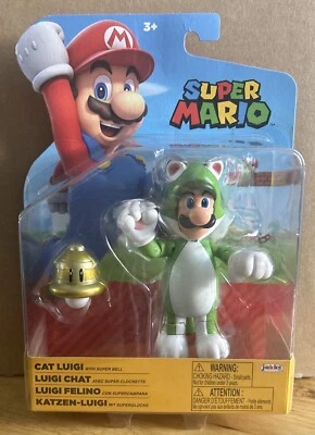 Jakks Pacific Super Mario World of Nintendo 4 дюйма CAT LUIGI с Super Bell бесплатная доставка! - Изображение 1 из 2