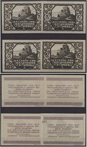 EDICIÓN = 10 SERIES: 4 x dinero de emergencia SCHÖNBERG, VS negro sobre papel blanco azulado - Imagen 1 de 1