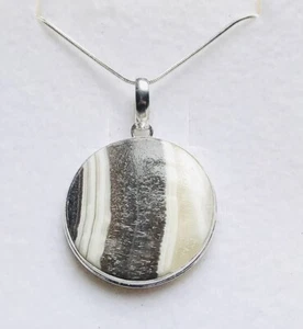 Venta Impresionante colgante y cadena de plata 925 de calcita cebra - Imagen 1 de 1