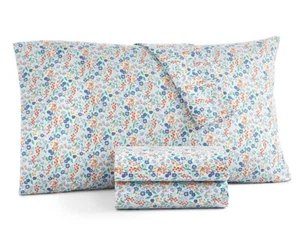 Twin Size Sheet Set Home Design for Macys Floral/Blue Polyester Microfiber - Picture 1 of 3