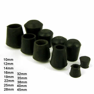 Black Rubber Chair Table Feet Stick Pipe Tubing End Cover Caps 10 12 15 16~45mm - Picture 1 of 12