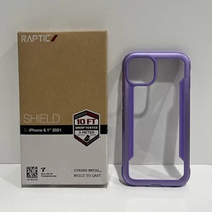 Raptic Shield iPhone 13 & iPhone 14 Case, 6.1”, Shockproof Clear Case, Purple - Picture 1 of 7
