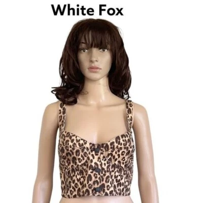 NEW White Boutique Fox leopard print Lucky bustier crop top 100% cotton XL - Image 1 of 4