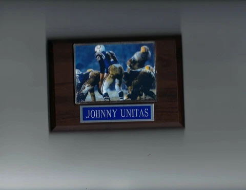 JOHNNY UNITAS PLAQUE BALTIMORE COLTS FOOTBALL NFL GAME ACTION Cover