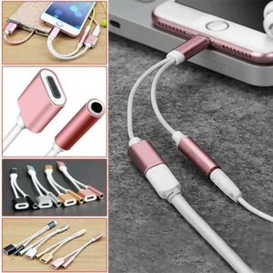Für iPhone 14 13 12 11 x 2in1 Dual Adapter Audio Ladegerät Splitter Kopfhörer AUX - Bild 1 von 9