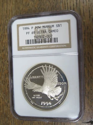 1994-P NGC PF69 Ultra Cameo POW Museum Commemorative Dollar $1 SLAB - Image 1 of 4