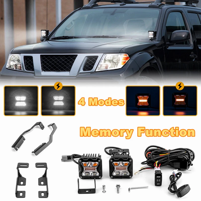 for Nissan Frontier 20005-2024 3'' Amber White Strobe Light+Ditch Mounts+DT Wire - Image 1 of 4