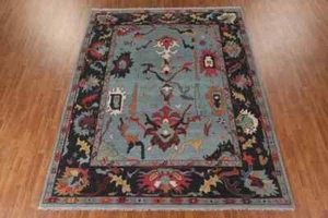 9 x 12 ft Oriental Oushak Blue Area Rug Afghan Hand Knotted Soft Wool Rug - Picture 1 of 12