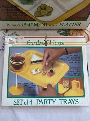 Vintage 1986 Westwood International Garden 4 Party Trays& Condiment Platter 5ps - Image 1 of 4