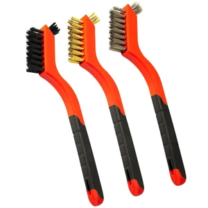 Wire Brush Set 3Pcs - Nylon/Brass/Stainless Steel Bristles with Curved Handle... - Picture 1 of 1
