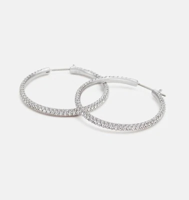 Pendientes de aro grandes nuevos en caja 100 % marca SWAROVSKI 5389432 piedra pavé de rodio Foto 1 de 4