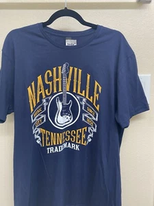 NWT GILDAN SOFTSTYLE NAVY BLUE Nashville music city T-shirt Lrg Country Music - Picture 1 of 10