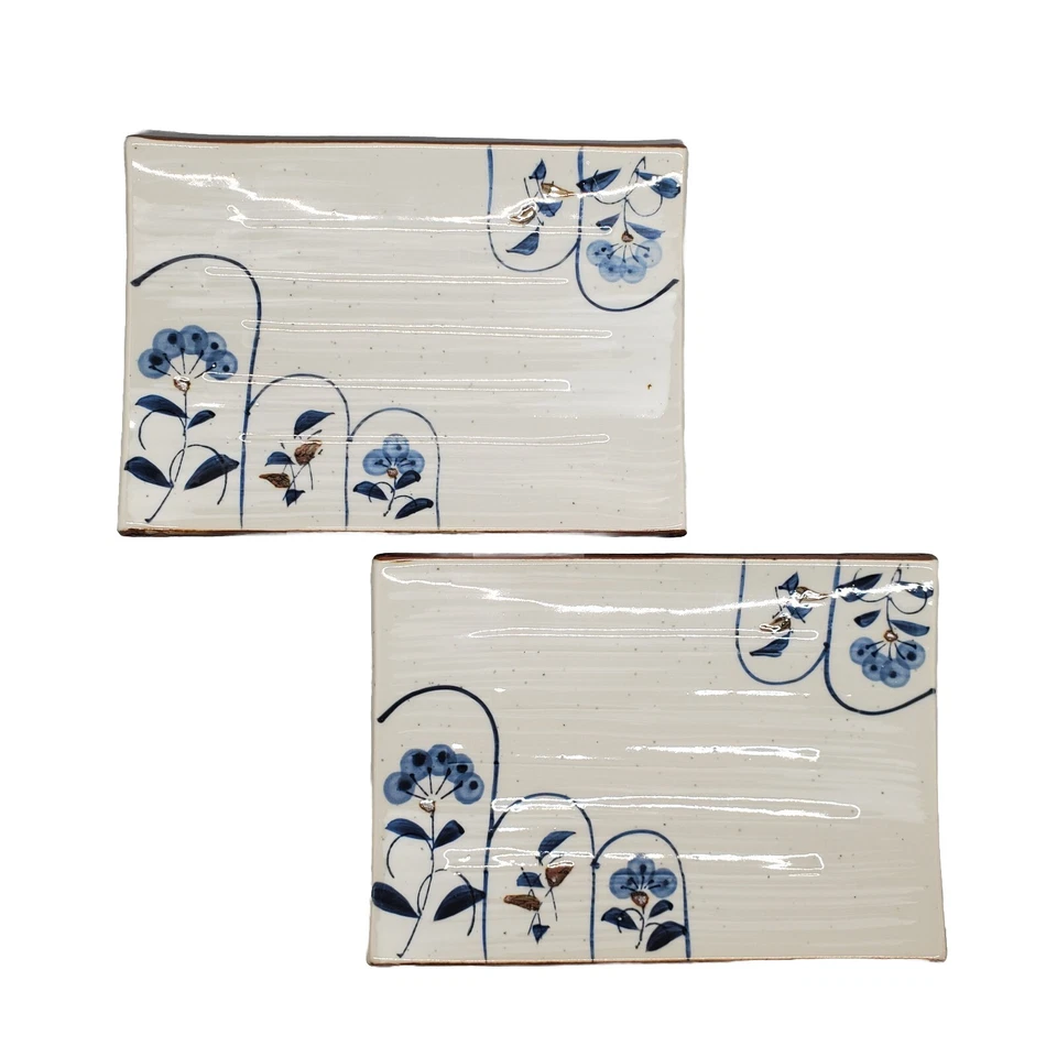 Bandeja para servir sushi japonés vintage platos de sashimi (2) diseño floral de cerámica usada en excelente estado Foto 1 de 4