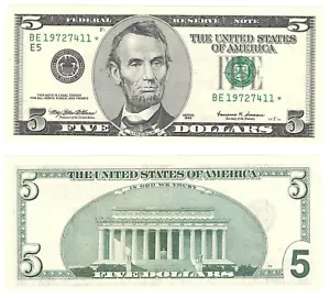 1999 $5 Richmond District Star Note FR 1987-E* Uncirculated #411 - Picture 1 of 1