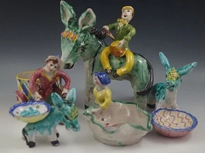 VIETRI 1950's ITALY POTTERY MAJOLICA LOT OF 5 FIGURINES GAMBONE ICS DONKEY #26 - Picture 1 of 12